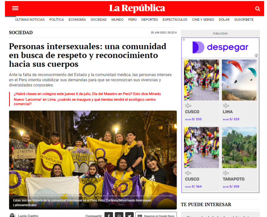 Reportaje a Perú Intersex por La&nbsp;República